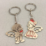 Angel Bride and Groom Couples Keychain 2 Pieces