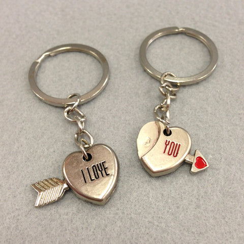 'I Love You' Heart and Arrow Couples Keychain