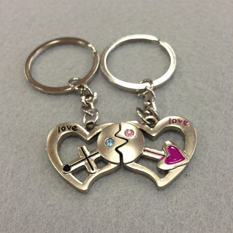 Love Heart Couples Keychain