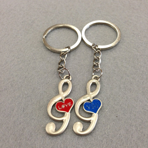 Love You Treble Clef Couples Keychain