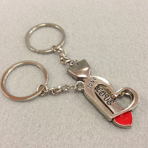 'Love' Heart and Arrow Couples Keychain